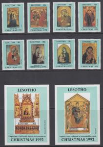 Lesotho Sc 927-936 MNH. 1992 Christmas Paintings cplt incl both Souvenir Sheets