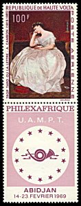 Upper Volta C59, MNH, Philexafrique Stamp Exhibition, Painting with tab