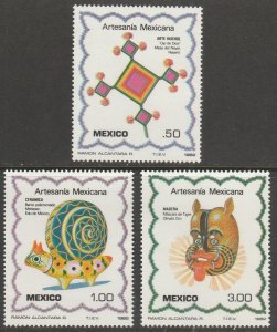 MEXICO 1267-1269, Arts and Crafts, SET OF THREE. MINT, NH. VF.