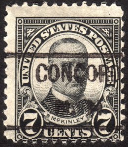 1927, US 7c, McKinley, Used, Concord precancel, Sc 639