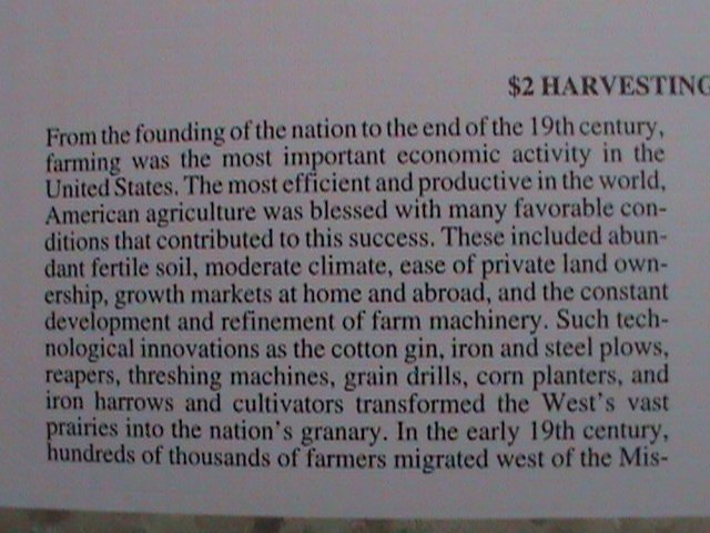 ​UNITED STATES-1998 SC#3209i-FDC-HARVESTING IN THE WEST-MINT-VF KEY STAMP