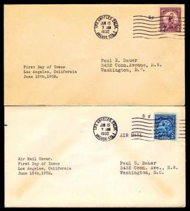  1932 U.S. #718-719 FIRST DAY COVERS - 10TH OLYMPIC GAMES (ESP#0130)