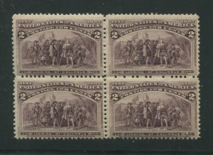 1893 United States Postage Stamp #231 Mint F/VF OG Gum Skips Block of 4 