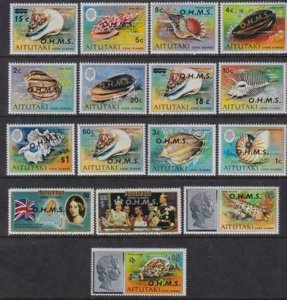 Aitutaki 1978-1979 SC O1-O16 MNH Set Shells 