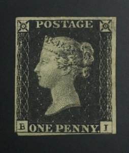 MOMEN: GREAT BRITAIN SC #2 PENNY BLACK IMPERF MINT OG H £12,500 LOT #60001-32