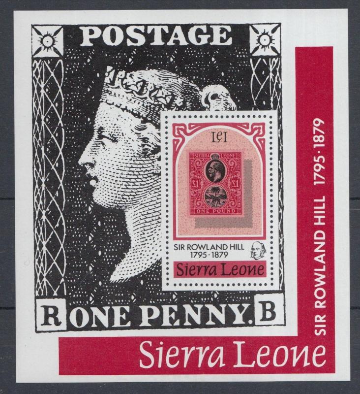 XG-K826 SIERRA LEONE IND - Stamp On Stamp, 1979 Penny Black, R. Hill MNH Sheet