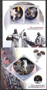 Chad 2019 Space 50 Years of Mission Apollo 11 2 S/S MNH