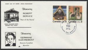 1976 #695-696 Canadian Authors FDC, NR Covers Cachet, Toronto Postal Station 'U'