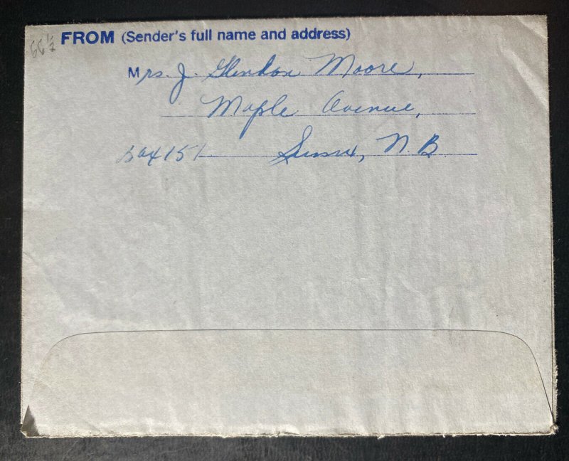 1943 Sussex Canada Armed Forces Air Letter Cover To Canadian Army Overseas