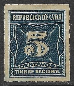 CUBA 1919 5c Rouletted GENERAL REVENUE GP10 Used