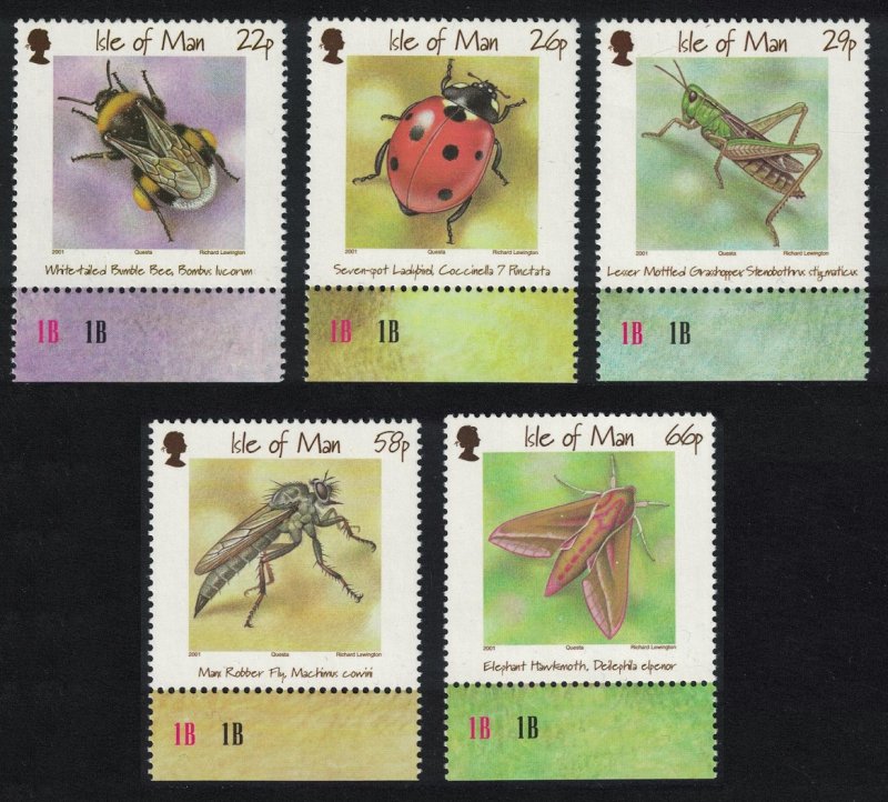 Isle of Man Insects 5v with labels SG#924-928