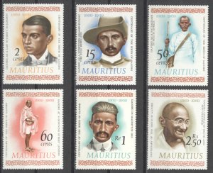 Mauritius Sc# 357-362 MH 1969 Portraits of Gandhi