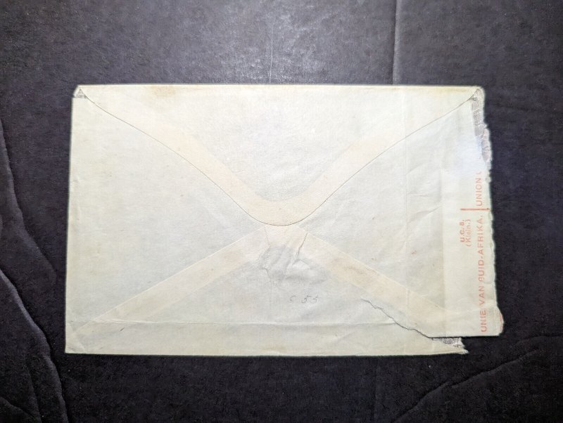 1940 Censored British KUT Airmail Cover Meru Kenya to Natal South Africa