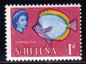 St Helena 1961 - 65 QE2 1d Butterflyfish Umm Chalky SG 175a ( R95 )