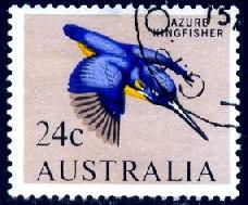 Bird, Azure Kingfisher, Australia stamp SC#409 used