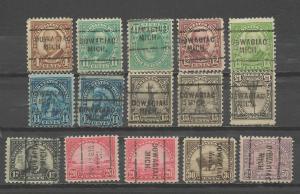 30 DOWAGIAC MICH Precancels on Vintage U.S. Stamps