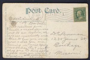 POSTAL HISTORY USA - Alliance OHIO 1909 to Carthage Missouri GENEALOGY postcard