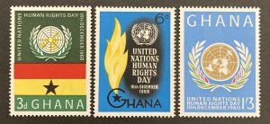 Ghana 1960 #89-91, Human Rights Day, MNH.