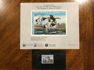 RW 54 1987 $10 Redheads Duck Appreciation Souvenir Card Set: Mint and Duck Stamp