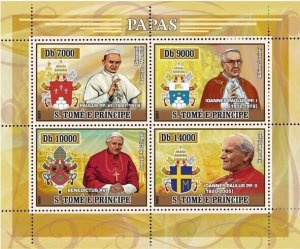 S. TOME & PRINCIPE 2007 - Popes (J. P. II, Benedict) 4v. Mi 2992-2995