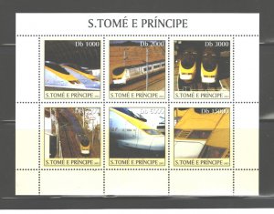 S TOME E PRINCIPE 2003 TRAINS M.S.. #1561  MNH