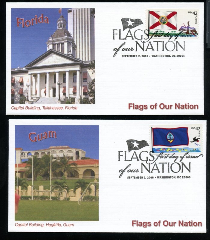 US 4283-4292 Flags of our Nation  set of 10 UA Fleetwood cachet FDC DP