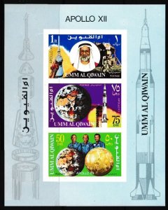 1969 Umm Al Qiwain 403-405/B19b Space Exploration Apollo XII