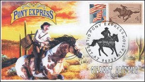 23-001, 2023, Pony Express, Event Cover, Pictorial Cancel, Gilbert AZ, Horse and