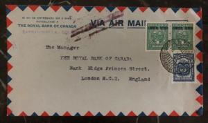 1932 Barranquilla Colombia Royal Bank Of Canada Airmail cover To London England