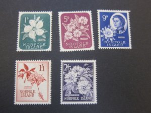 Norfolk Island 1960 Sc 29,32,4,6,8 MH