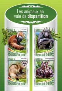 Guinea - 2017 Endangered Animals - 4 Stamp Sheet - GU17525a