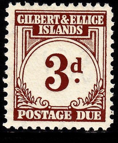 GILBERT & ELLICE ISLANDS SG D3, 3d brown, NH MINT. Cat £14.