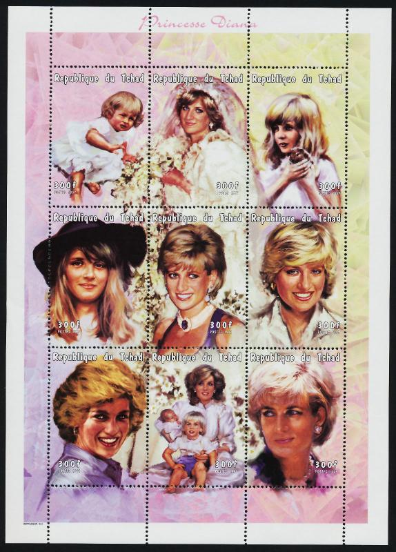 Chad 713-4 MNH Princess Diana, Flowers