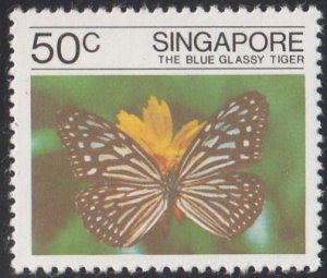 Singapore 1982 MNH Sc #388 50c The Blue Glassy Tiger Butterflies