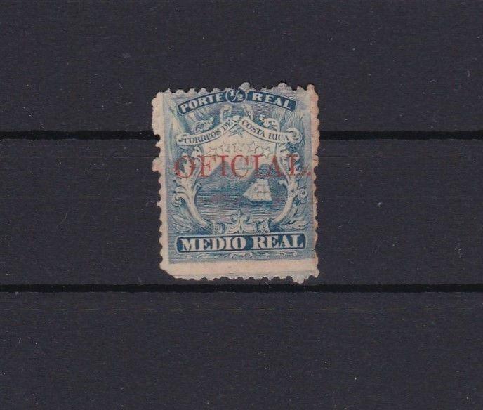 COSTA RICA RARE 1863 OFFICIAL ½ REAL OVERPRINT STAMP  REF 6779