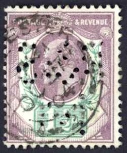 Great Britain Sc# 129 Used Perfin R & S M 1902-1911 1½p King Edward VII