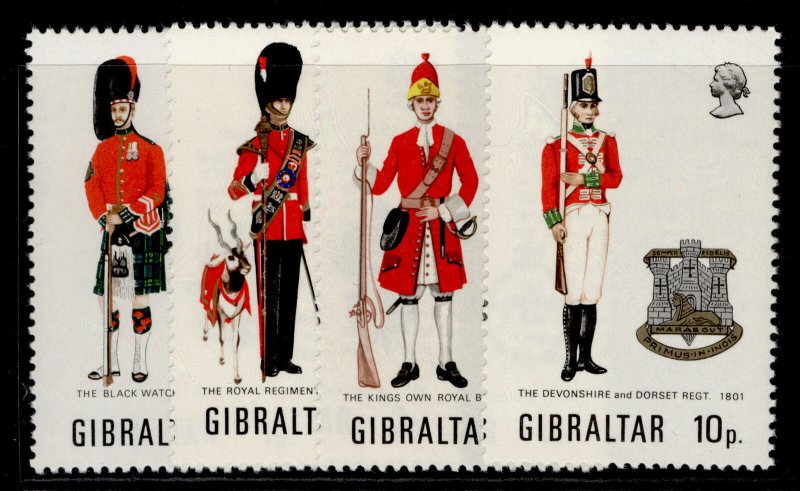 GIBRALTAR QEII SG290-293, 1971 military uniform set, NH MINT.