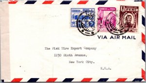 SCHALLSTAMPS PERU 1940-45 POSTAL HISTORY WWII AIRMAIL CENSORED COVER ADDR USA