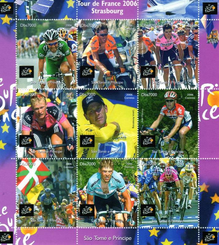 Sao Tome and Principe 2006 Tour de France-Cycling Sheetlet (9) MNH