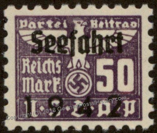 Germany NSDAP Party 50 Reichsmark Dues Seefahrt Sea Travel Stamp 96218