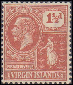 Virgin Islands #57, Incomplete Set, 1928, Hinged