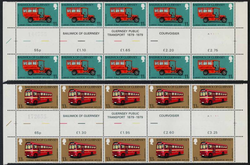 Guernsey 191-4 Gutter Pair Strips MNH Public Transport, Bus, Tram