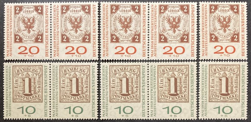 Germany 1959 #b366-7, Wholesale lot of 5, MNH, CV $2.50