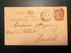 1885 British Mauritius Postcard Cover Port Louis to Rose Belle