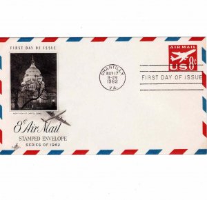 USA 1962 Sc UC36 FDC Airmail Stationery First Day Cover Artcraft Cachet