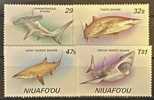ZAYIX - 1987 Tonga Niuafo'ou #85-88 - MNH - Marine Life - Fish - Sharks 