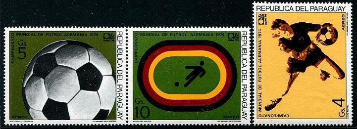 HERRICKSTAMP PARAGUAY Sc.# C379-81 1974 World Cup Soccer FIFA Stamps