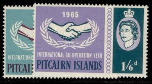 PITCAIRN ISLANDS QEII SG51-52, 1965 INTL co-op year set, LH MINT.