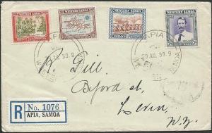 SAMOA 1939 25th Anniv set on registered FDC ex Apia........................47165