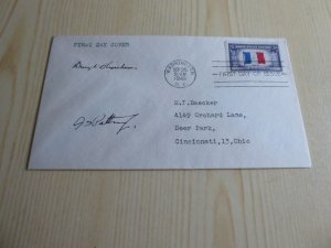 1943 USA FDC WWII Overrun Country with Eisenhower & Patton preprint autographs